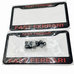 License Plate Frame Set Black Red for Ferrari Novelty Pair w/ Hardware
